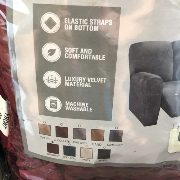 Easy Going 8 Piece Recliner Sofa Stretch Velvet Slipcover - Picture 3 of 4